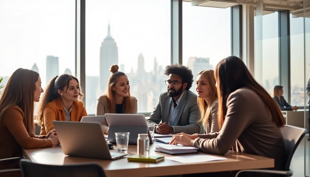Discover vibrant new york jobs opportunities in a collaborative office setting with diverse job seekers.