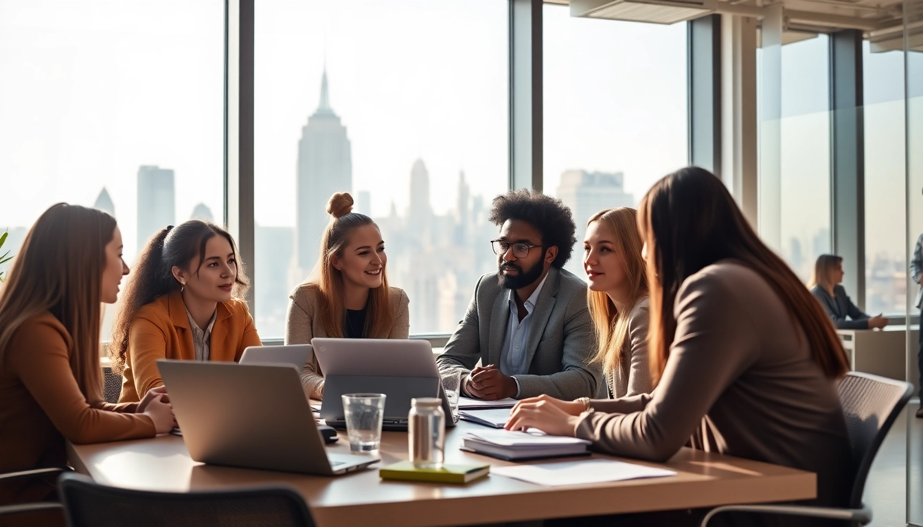 Discover vibrant new york jobs opportunities in a collaborative office setting with diverse job seekers.