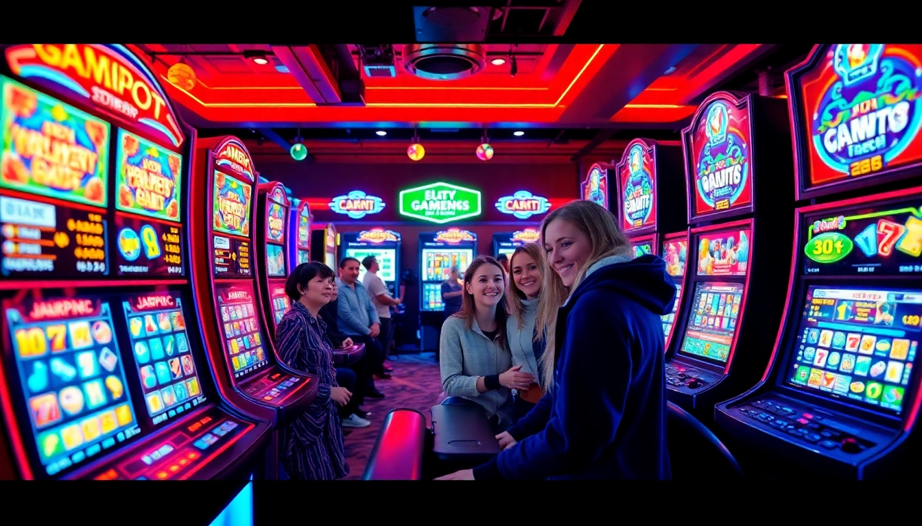 Engaging visual of players enjoying Situs kode4d with vibrant slot machines and an exciting atmosphere.