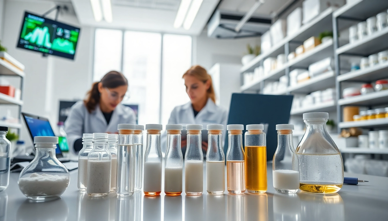 Der süßstofflieferant präsentiert verschiedene Produktproben in einem modernen Labor.