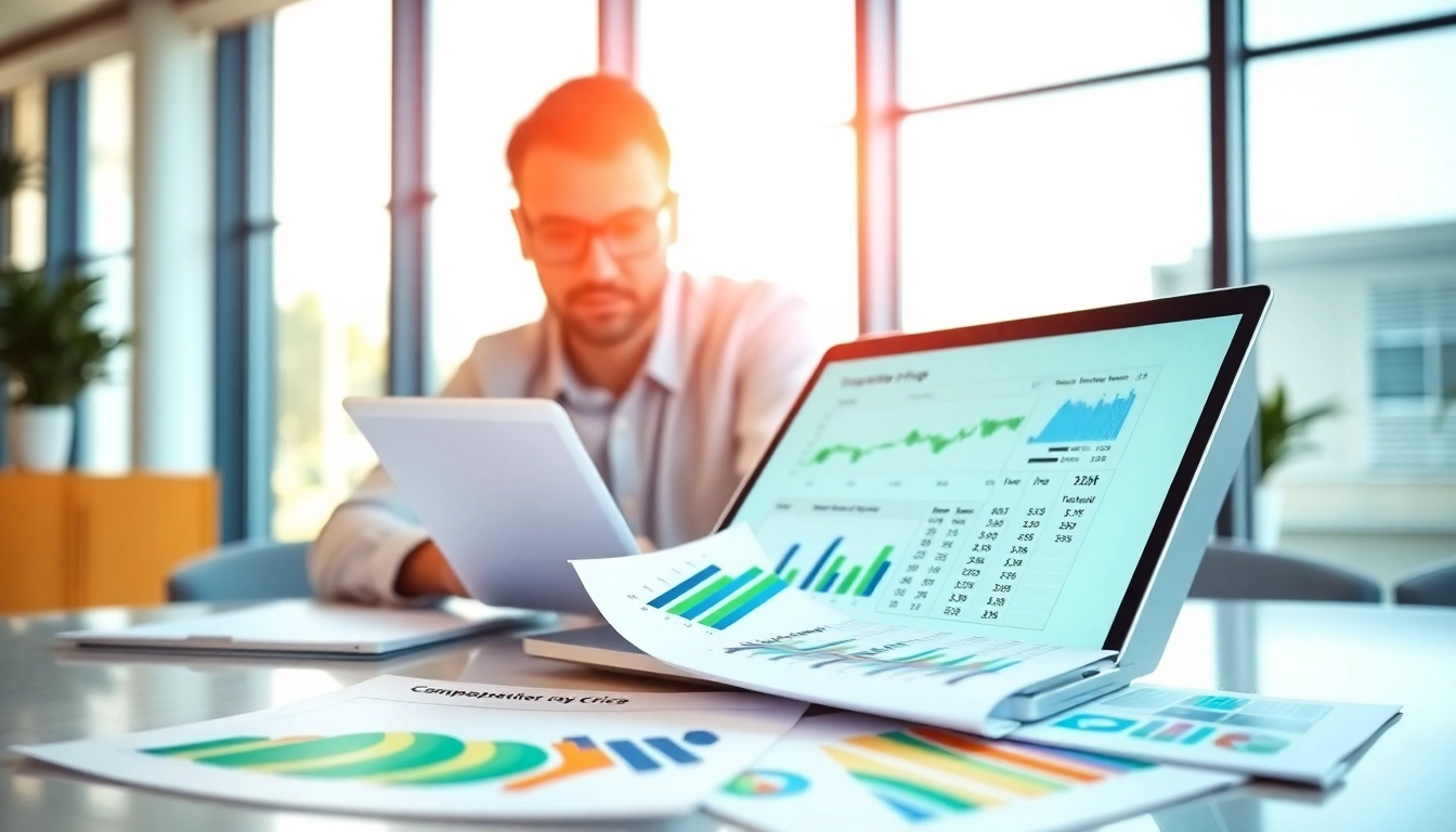 Analyze competitor pricing data with insights in a professional office environment.