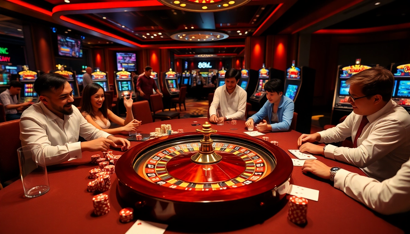 Engaging gameplay at 88clb.courses with vivid casino elements like poker chips and roulette wheels.