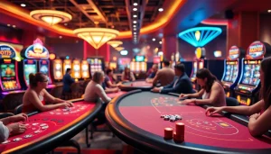 Engaged players at an online casino Canada gaming scene showcasing excitement and energy.