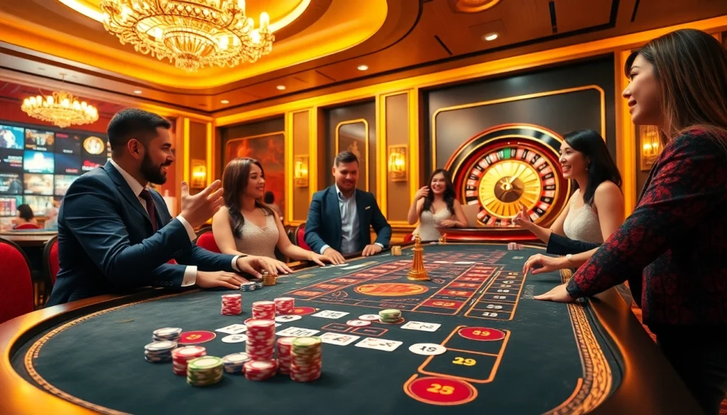 Hi88 gaming excitement with vibrant players and luxurious casino elements.