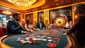 Hi88 gaming excitement with vibrant players and luxurious casino elements.
