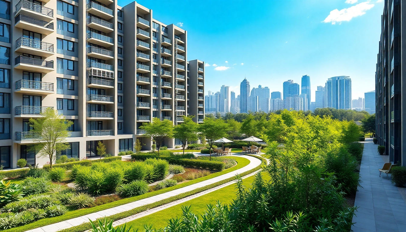 Showcasing the modern design of tampines ec, featuring lush gardens and a vibrant urban backdrop.