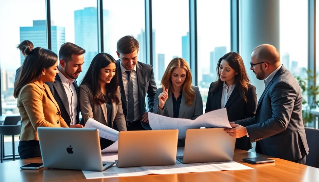 Business Consultants in Dubai collaborating in a modern office, showcasing professionalism and diversity.