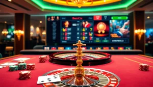 Engaging gameplay at nhà cái vua99 featuring poker chips and vibrant casino elements.