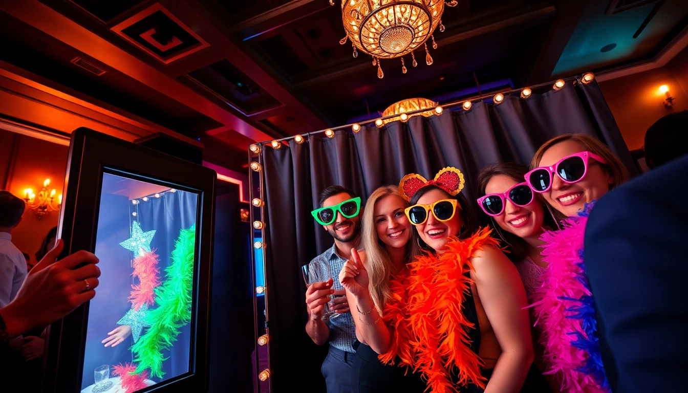 Exciting Las Vegas Photo Booth Rental scene with guests enjoying props and vibrant atmosphere.