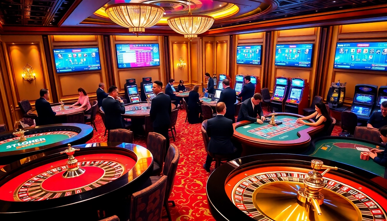 Players enjoying a luxurious gaming experience at go8.com casino, highlighting table games and excitement.