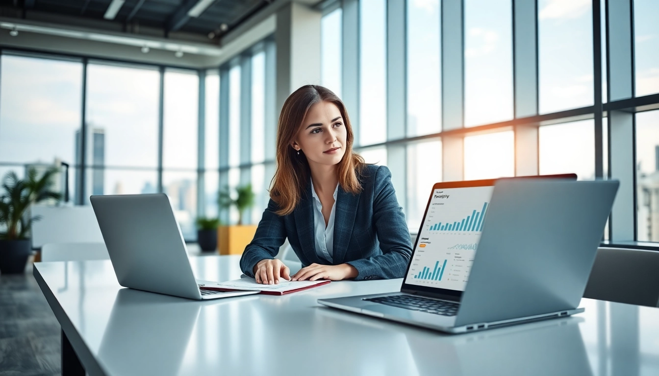 Identify sales opportunities by industry through data analysis in a bright office environment.