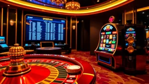 Exciting online gambling scene featuring link alternatif sbobet with roulette and poker chips.