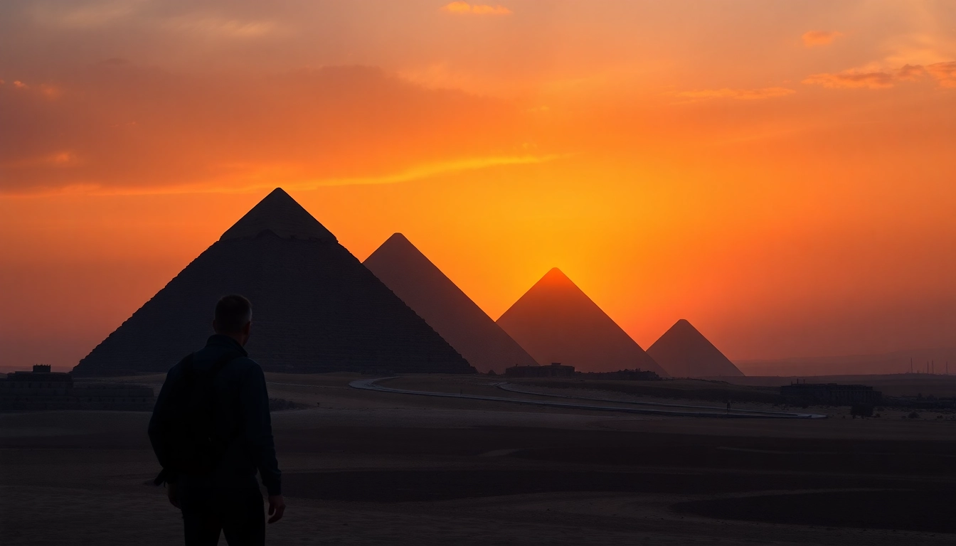 Witness the ancient wonders of https://piraminds.com/ as the sunset illuminates the Great Pyramids.