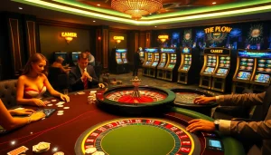 Exciting gameplay at an online casino featuring onicplay slot machines and poker tables.