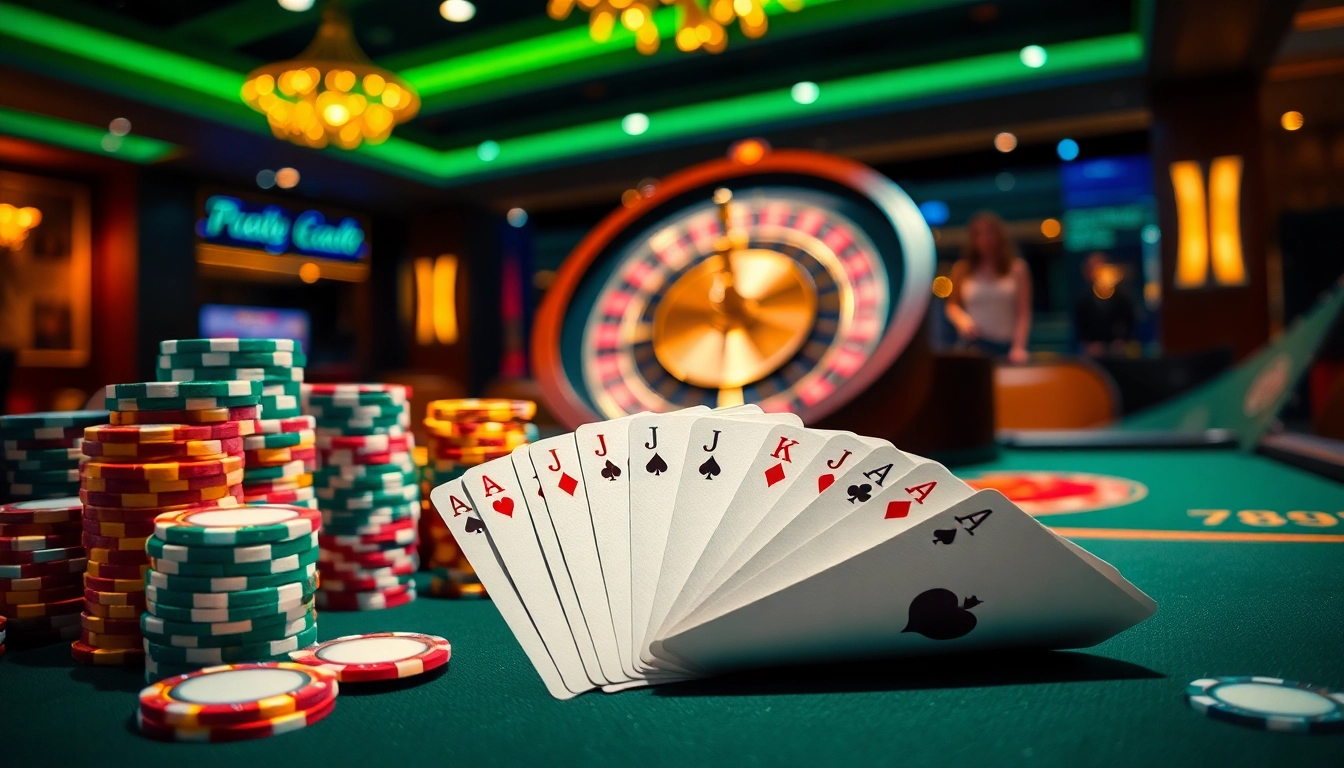 Engaging casino scene featuring 789P poker chips and vibrant casino tables in action.